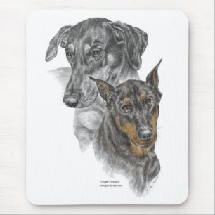 Tapis De Souris Portrait de deux Dobermans
