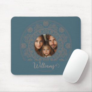 Tapis De Souris Portrait de famille personnalisé Mandala Rococo Or