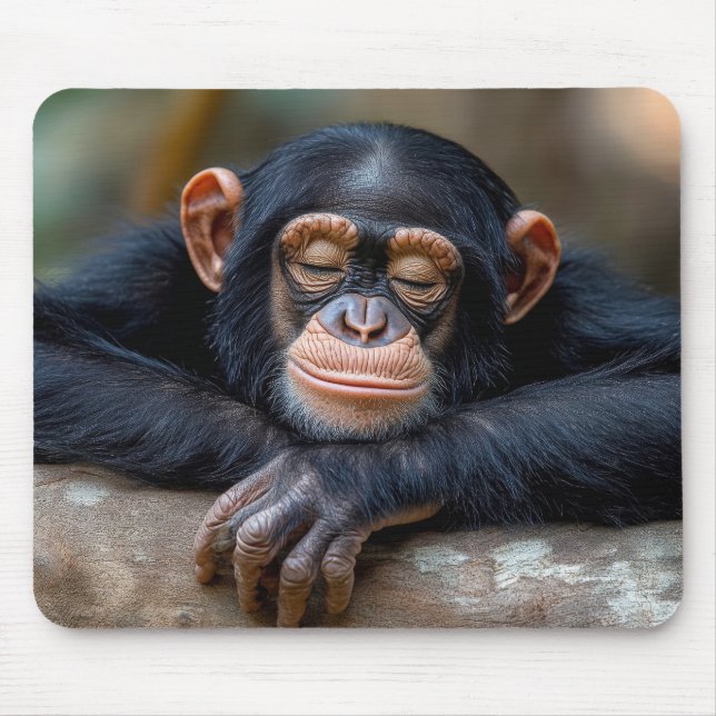 Tapis De Souris Portrait de gorille sauvage se relaxant (Devant)