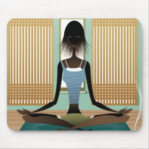 Tapis De Souris Portrait de jeune femme faisant le yoga