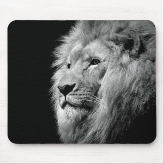 Tapis De Souris Portrait de Lion noir blanc - Photographie d'anima