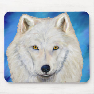 Tapis De Souris Portrait de Loup Blanc
