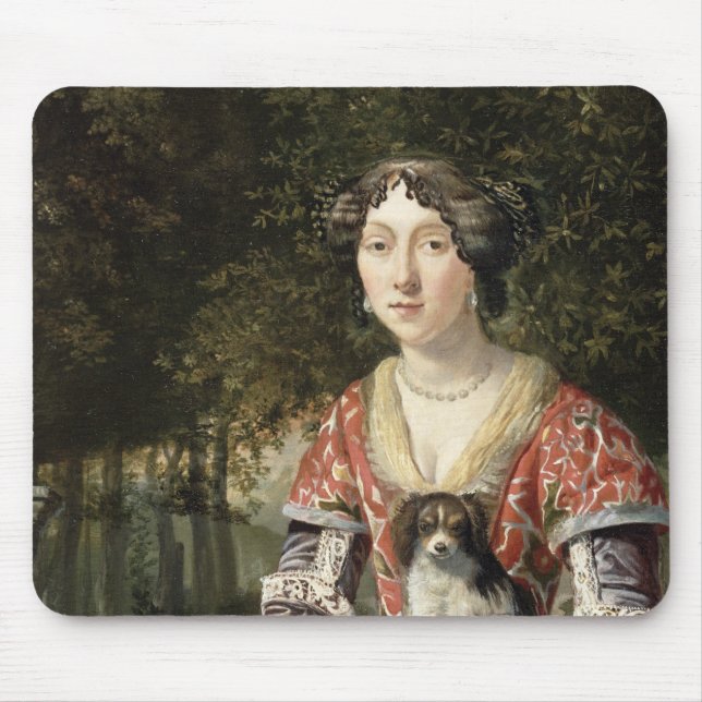 Tapis De Souris Portrait de Madame Wearing une robe rouge et (Devant)