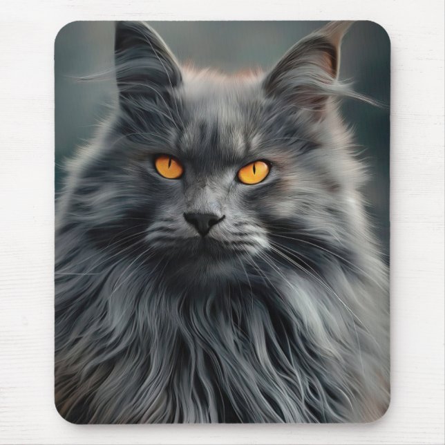 Tapis De Souris Portrait de majestueux chat à longs poils (Devant)