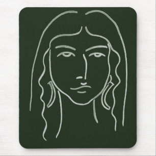 Tapis De Souris Portrait de malachite avec de longs cheveux