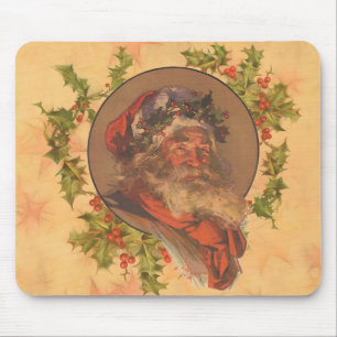 Tapis De Souris Portrait de Noël vintage du Père Noël