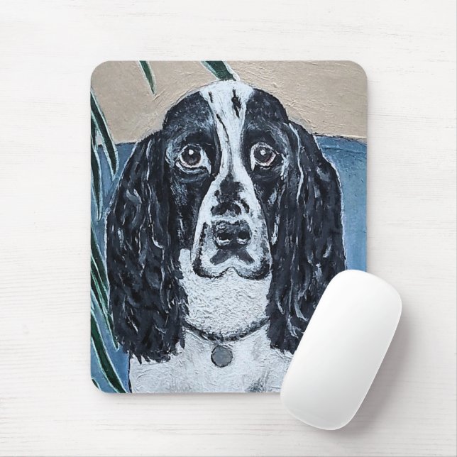 Tapis De Souris Portrait de peinture de Cocker Spaniel par Alfred  (Avec souris)