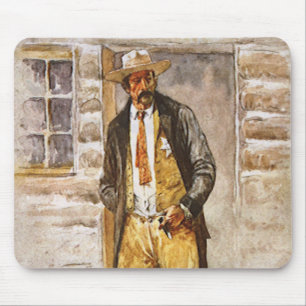 Tapis De Souris Portrait de shérif par Seltzer, cow-boy de l'Ouest