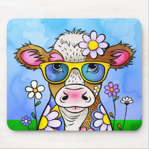 Tapis De Souris Portrait de vache gribouillé