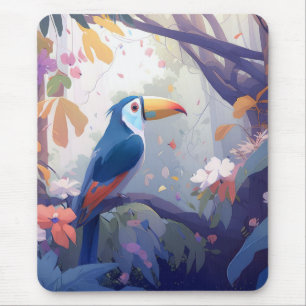 Tapis De Souris Portrait d'oiseaux du Toucan Peinture d'animaux Fa