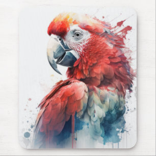 Tapis De Souris Portrait d'oiseaux perroquets Peinture animale Fau