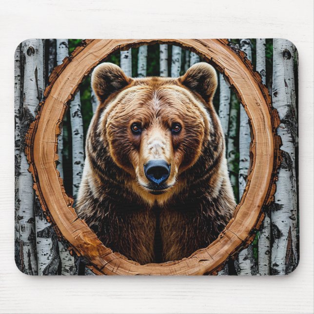 Tapis De Souris Portrait d'ours frappant (Devant)