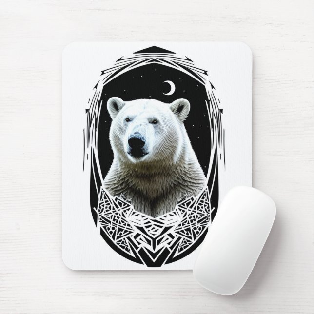 Tapis De Souris Portrait d'ours polaire (Avec souris)