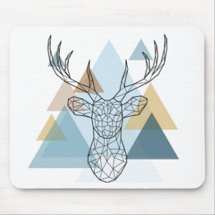 Tapis De Souris Portrait géométrique de cerfs communs
