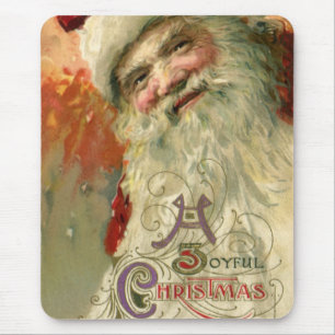 Tapis De Souris Portrait victorien de Père Noël, Noël vintage