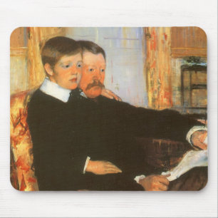 Tapis De Souris Portrait vintage de père et fils par Mary Cassatt