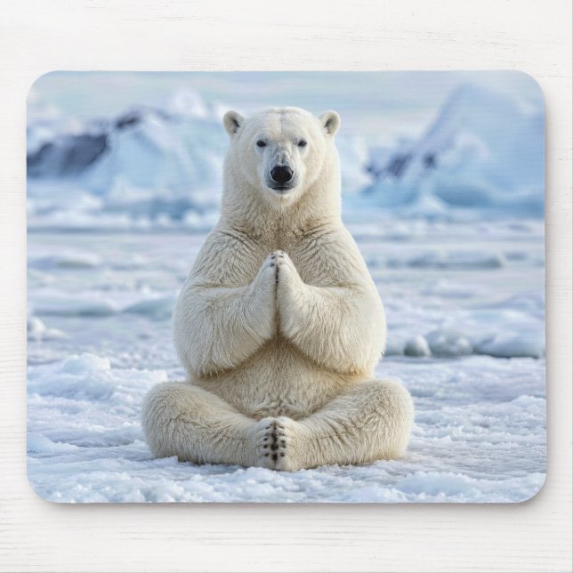 Tapis De Souris Pose de yoga de l'ours polaire (Devant)