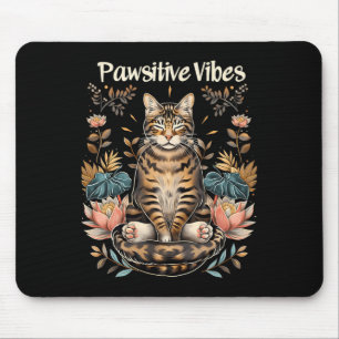 Tapis De Souris Poses de yoga à vibrations positives chaton Bengal