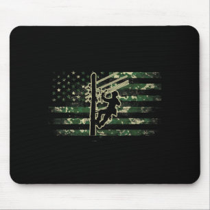Tapis De Souris Poseur de lignes drapeau américain câble électriqu