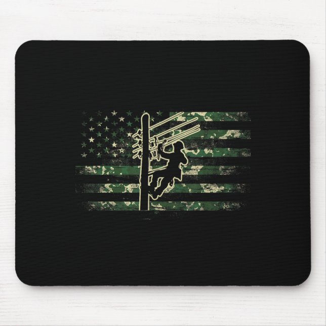 Tapis De Souris Poseur de lignes drapeau américain câble électriqu (Devant)