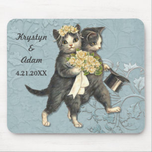 Tapis De Souris Posh Cats Mariage bleu