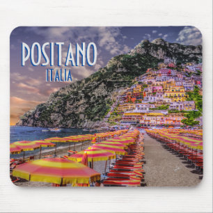 Tapis De Souris Positano Italie Cliff Homes Amalfi Sunset Retro