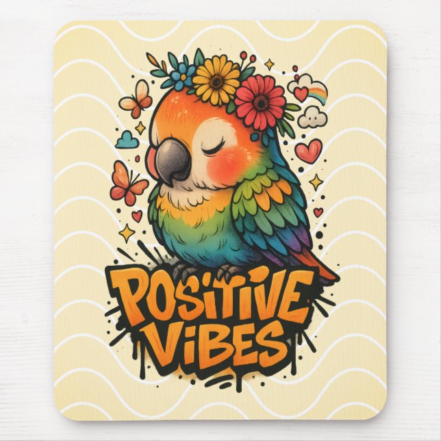 Tapis De Souris “Positive Vibes” Parrot (Devant)