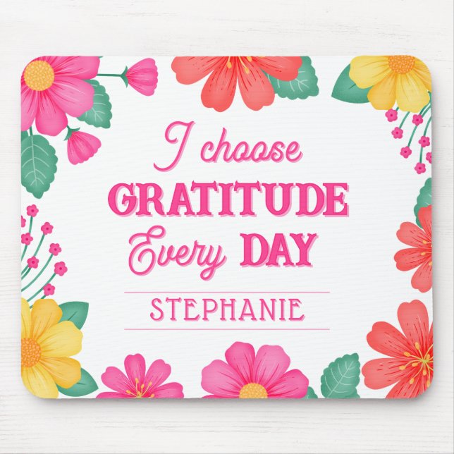 Tapis De Souris Positivité Inspirationnelle Personnalisable Floral (Devant)