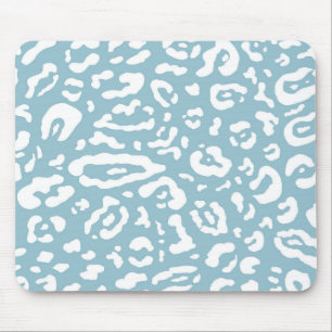 Tapis De Souris Poster de animal Cheetah Leopard bleu et blanc