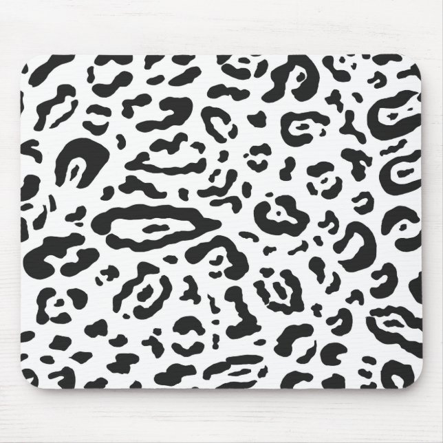 Tapis De Souris Poster de animal Cheetah Leopard noir et blanc (Devant)
