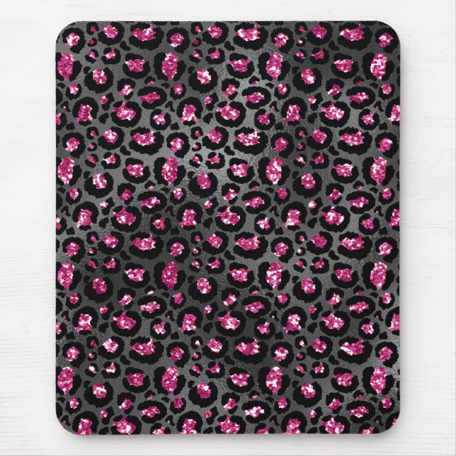 Tapis De Souris Poster de animal de glamour rose et noir (Devant)