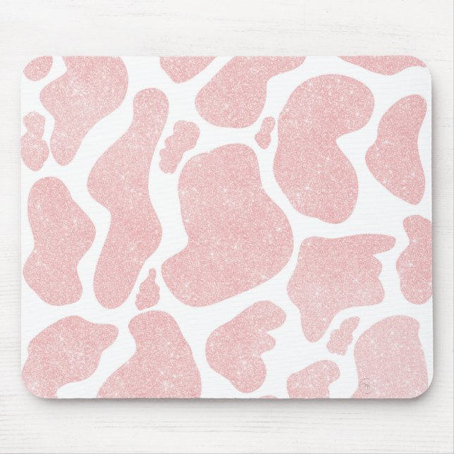 Tapis De Souris Poster de animal rose Gold Blanc Grand Cow Spots (Devant)