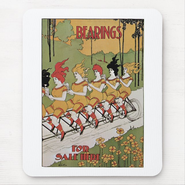 Tapis De Souris Poster de bicyclettes de roulements (Devant)
