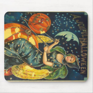 Tapis De Souris Poster de sorcière Halloween vintage