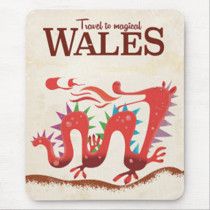 Tapis De Souris Poster de voyage de Magic Wales Dragon