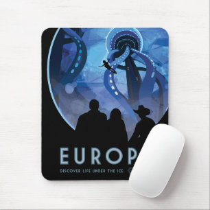 Tapis De Souris Poster de voyage Retro Space - Jupiter's Moon Euro