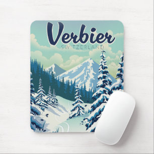 Tapis De Souris Poster de voyage Verbier Suisse