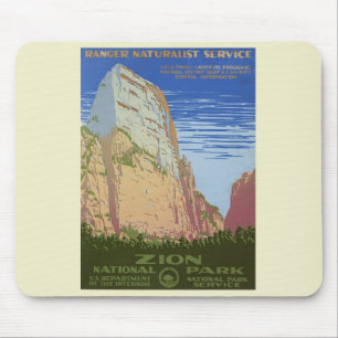 Tapis De Souris Poster du parc national vintage Zion