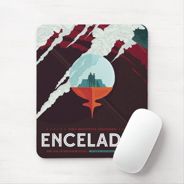 Tapis De Souris Poster Espace Rétro Mission Cassini À Saturne (Avec souris)