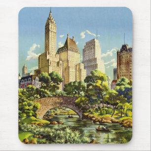 Tapis De Souris Poster vintage de New York City Central Park
