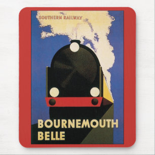 Tapis De Souris Poster Vintage voyage, Bournemouth Belle Train