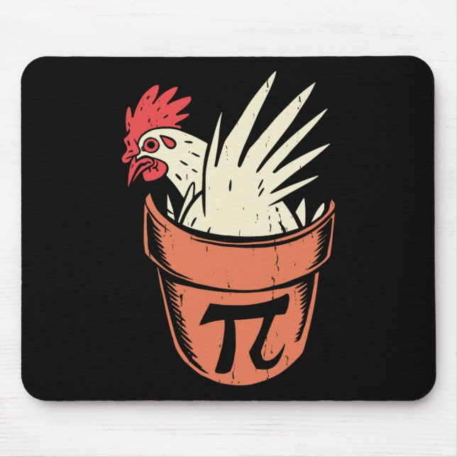 Tapis De Souris Pot De Poulets Pi Funny Math Enseignant Pun Pi Day (Devant)