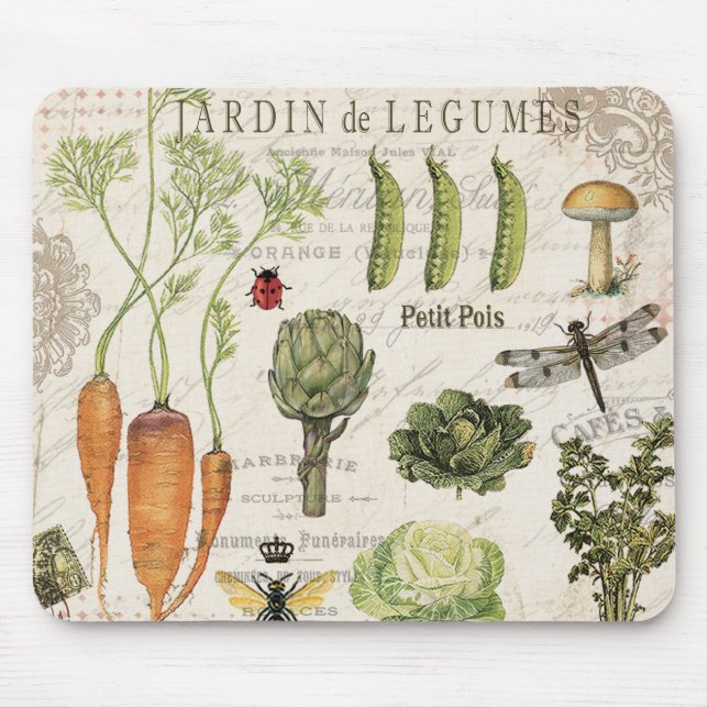 Tapis De Souris potager français vintage moderne (Devant)