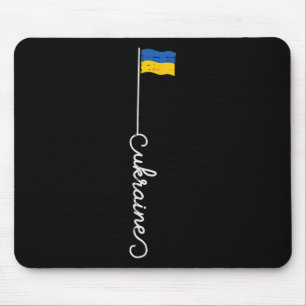 Tapis De Souris Poteau de drapeau ukrainien Cursive Femmes patriot