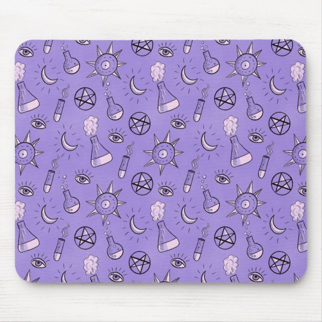 Tapis De Souris Potions de sorcière Motif d'alchimie violette (Devant)