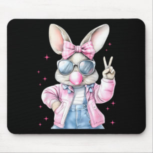 Tapis De Souris Poubelle de Pâques soufflant de gomme Happy Bunnie