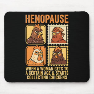 Tapis De Souris Poule de ménopause Collecte Citation Timbre Cadre