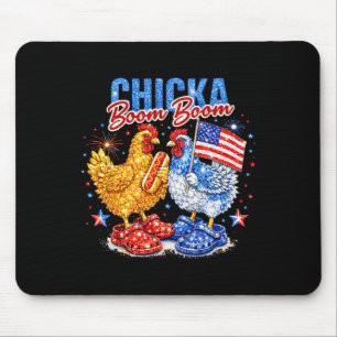 Tapis De Souris Poule Patriotique Chicka Boom Boom Rouge Blanc Ble