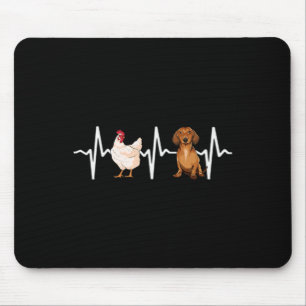 Tapis De Souris Poule Poulet Brun Dachshund Battement de coeur Amo