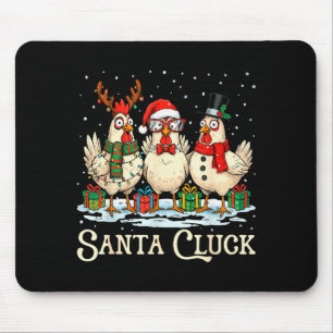 Tapis De Souris Poule Santa Cluck Noël Animal de Ferme Drôle